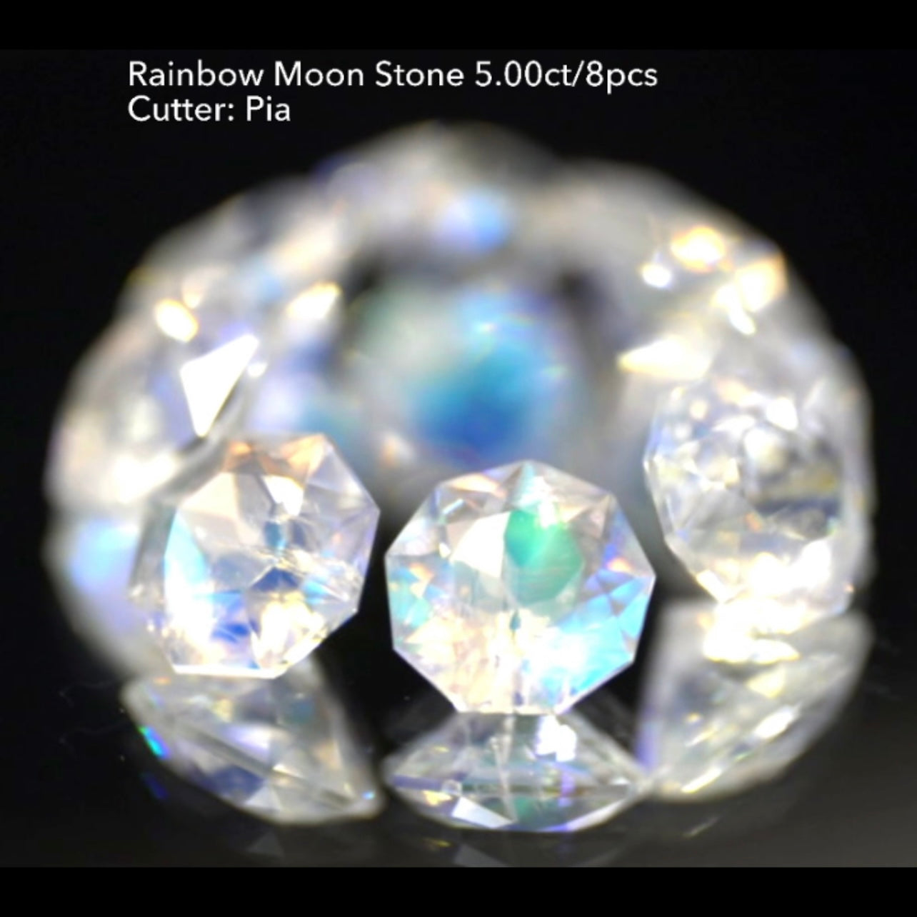 4日22:00終了💨2022年初売りオークション❗️GTJ の大人気アイテム💎3~10角形の多角形セット✨レインボームーンストーン8個で5.00ct🌈🌖💎ピアッちゃん作品👍