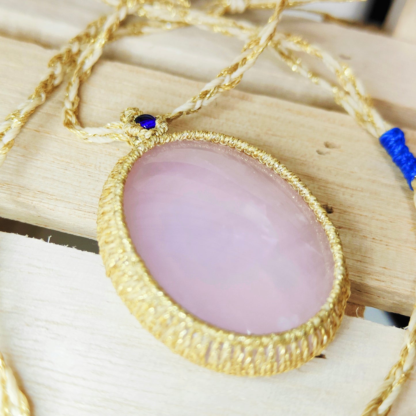 【watariさんマクラメ作品 ⑧】ローズクォーツ75.82ct