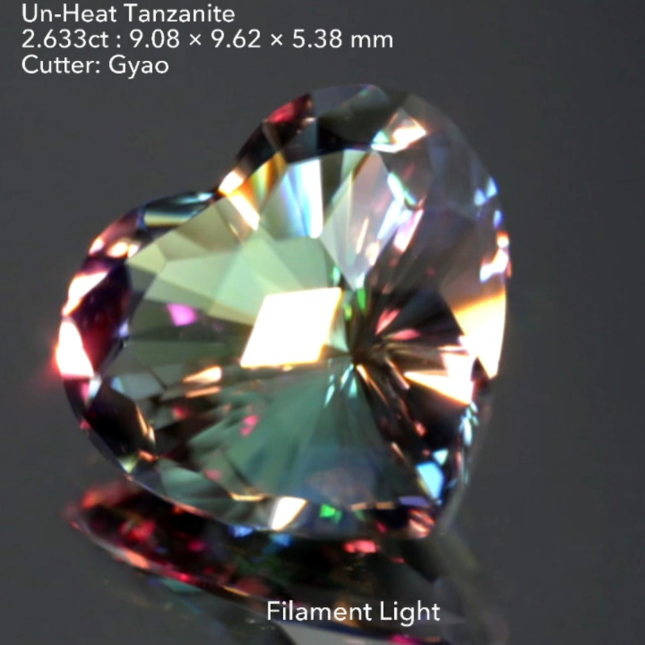 【SOLD OUT】ハートにキューブカットを施した世界に一つの美色非加熱タンザナイト(ゾイサイト)2.633ct💎ゲオちゃん作品🌈こちらはお問合せ一番乗り特価でご紹介です♪