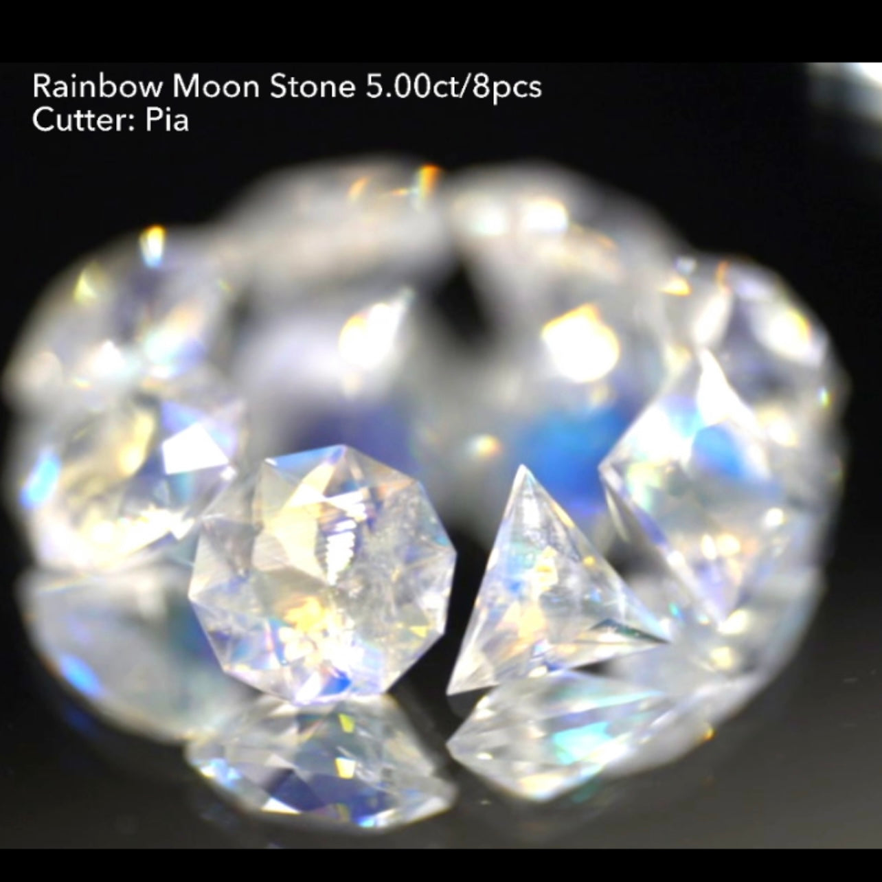 4日22:00終了💨2022年初売りオークション❗️GTJ の大人気アイテム💎3~10角形の多角形セット✨レインボームーンストーン8個で5.00ct🌈🌖💎ピアッちゃん作品👍