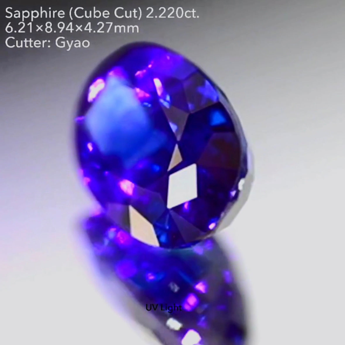 ロイヤルにインクブルーが混ざった濃厚美色に縁取りキューブカット★サファイア 2.220ct【Cube cut】