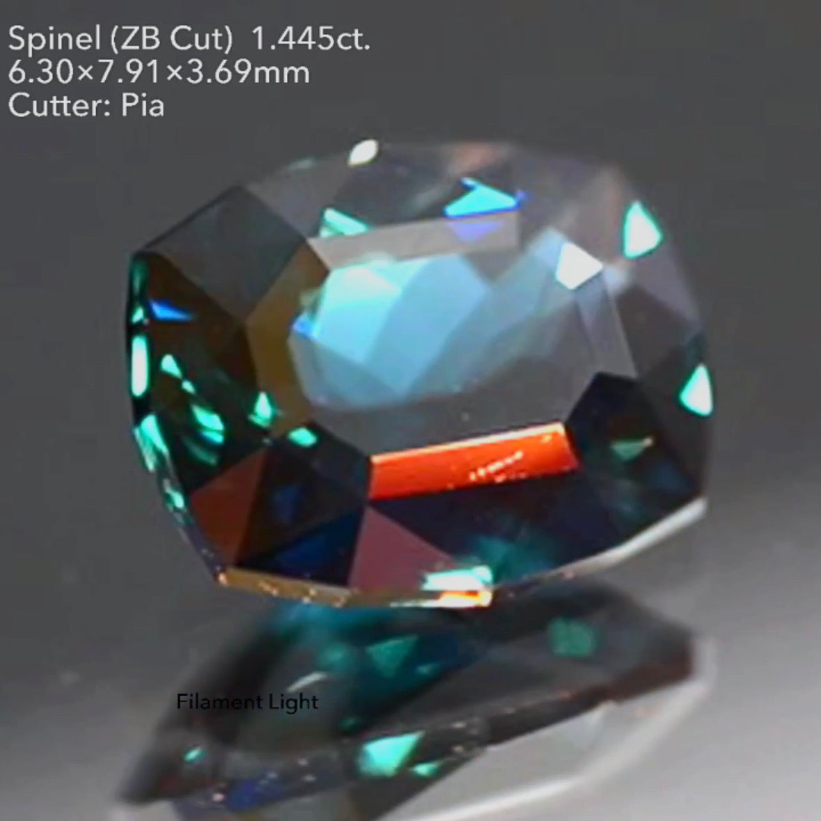 【お客さま専用ページ】インディコライト⁉️深海の色🐳をしたスピネル 1.445ct ZBカット ピアッちゃん作品