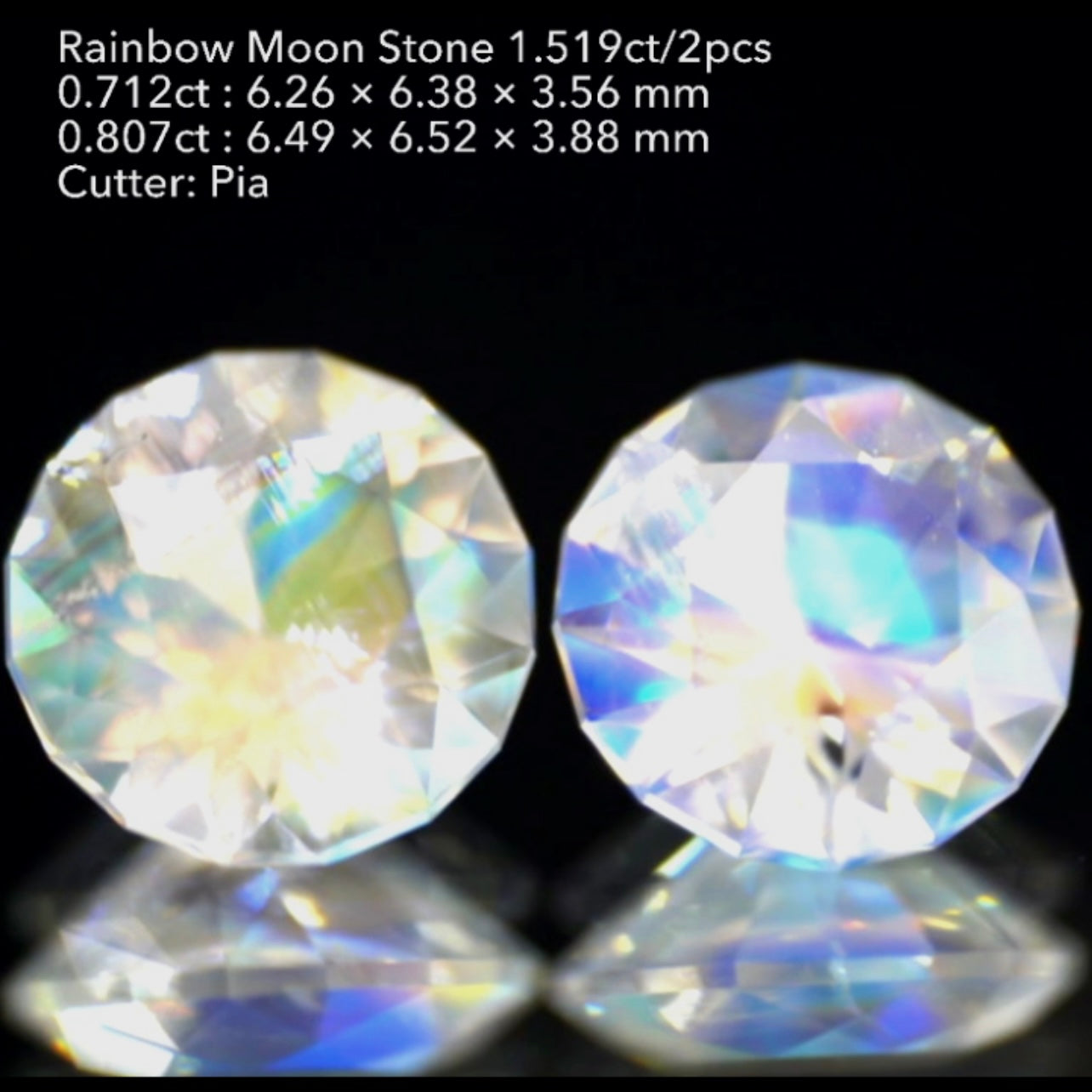 3日までの初売りプライス❗️カッコ良さと可愛らしさを併せ持つ“16角形”のレインボームーンストーン🌈🌖💎奇跡の2個セット1.519ct✨ピアッちゃん作品👍