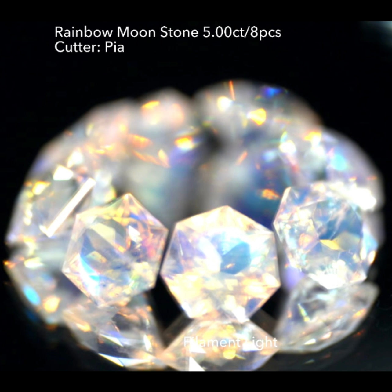 4日22:00終了💨2022年初売りオークション❗️GTJ の大人気アイテム💎3~10角形の多角形セット✨レインボームーンストーン8個で5.00ct🌈🌖💎ピアッちゃん作品👍
