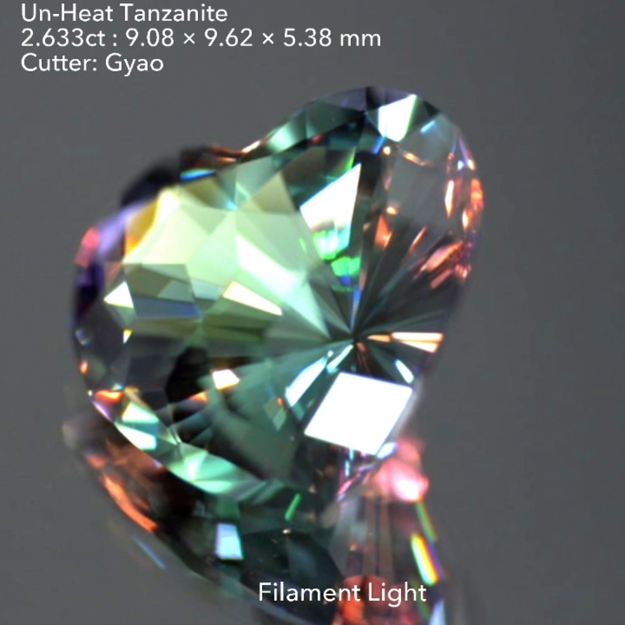 【SOLD OUT】ハートにキューブカットを施した世界に一つの美色非加熱タンザナイト(ゾイサイト)2.633ct💎ゲオちゃん作品🌈こちらはお問合せ一番乗り特価でご紹介です♪