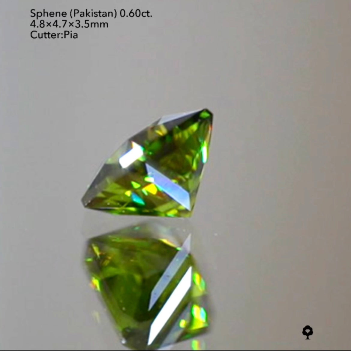 【ユサシゴローガチ仕入れ🦐オフ会先駆けプライス】角のカッコよさと濃い緑からのギラギラファイア✨✨パキスタンスフェーン 0.60 ct ピアッちゃん作品
