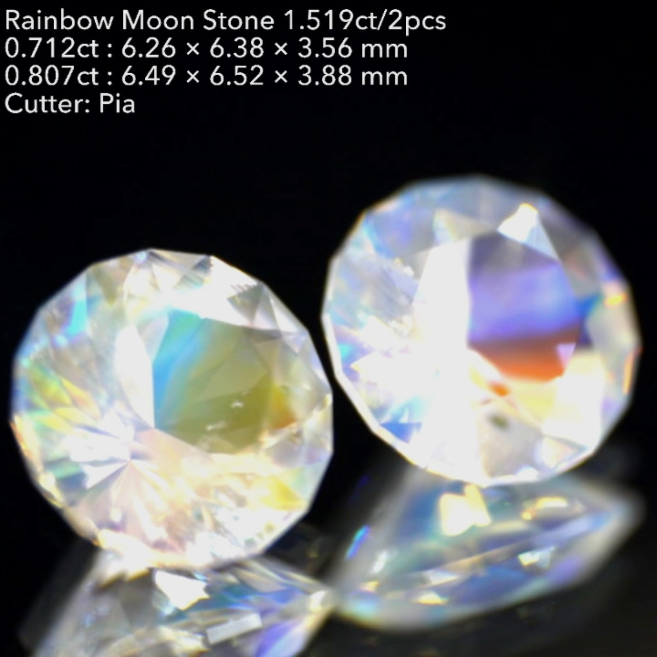 3日までの初売りプライス❗️カッコ良さと可愛らしさを併せ持つ“16角形”のレインボームーンストーン🌈🌖💎奇跡の2個セット1.519ct✨ピアッちゃん作品👍