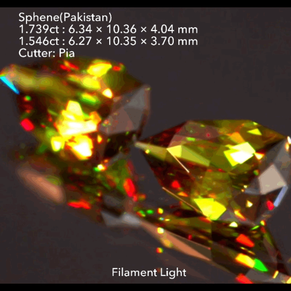 【SOLD OUT】これぞGTQスフェーン👍色もファイアーも完璧です👏パキスタン産2個セット計3.285ct💎💎ピアッちゃん作品✨こちらはお問合せ一番乗り特価でご紹介です♪