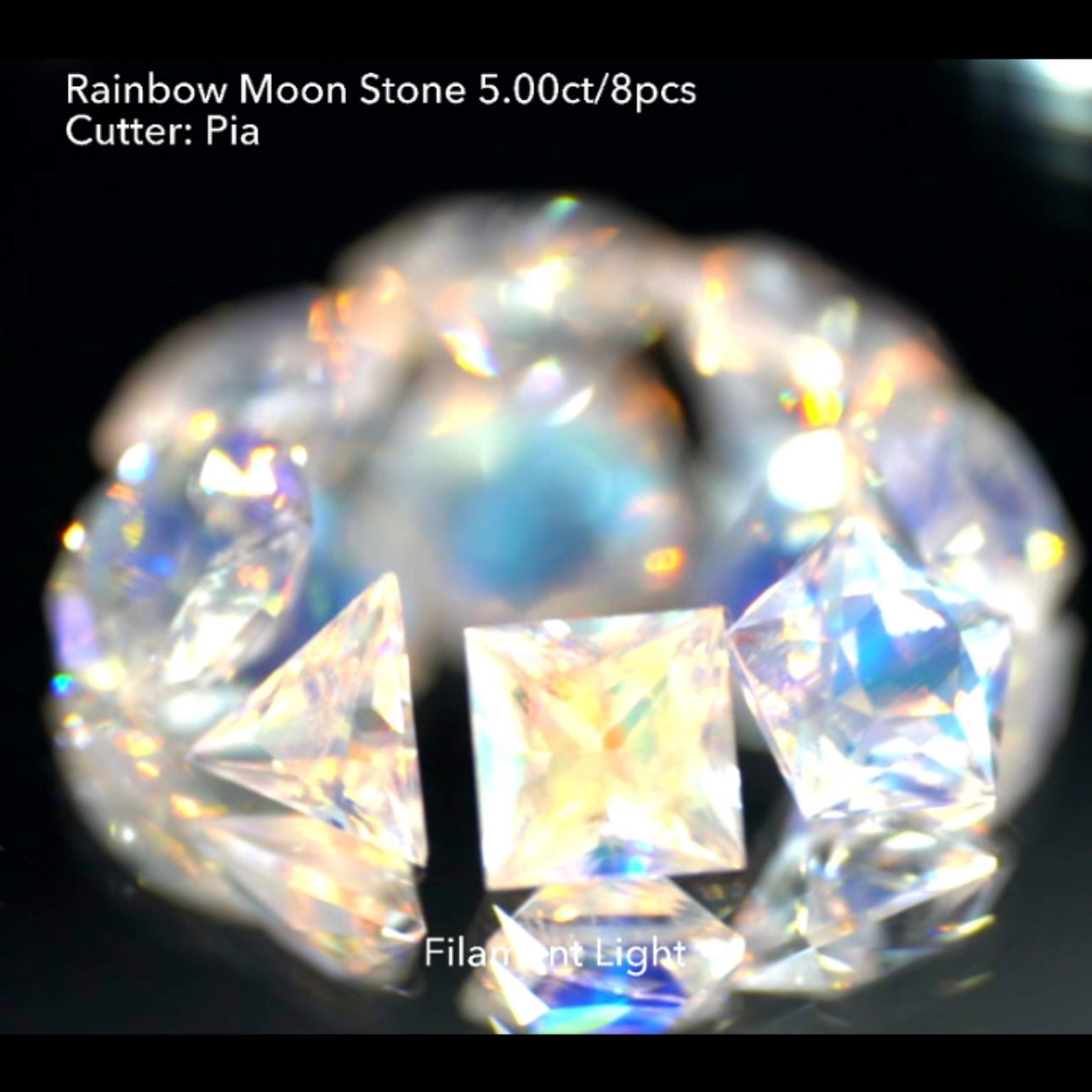 4日22:00終了💨2022年初売りオークション❗️GTJ の大人気アイテム💎3~10角形の多角形セット✨レインボームーンストーン8個で5.00ct🌈🌖💎ピアッちゃん作品👍