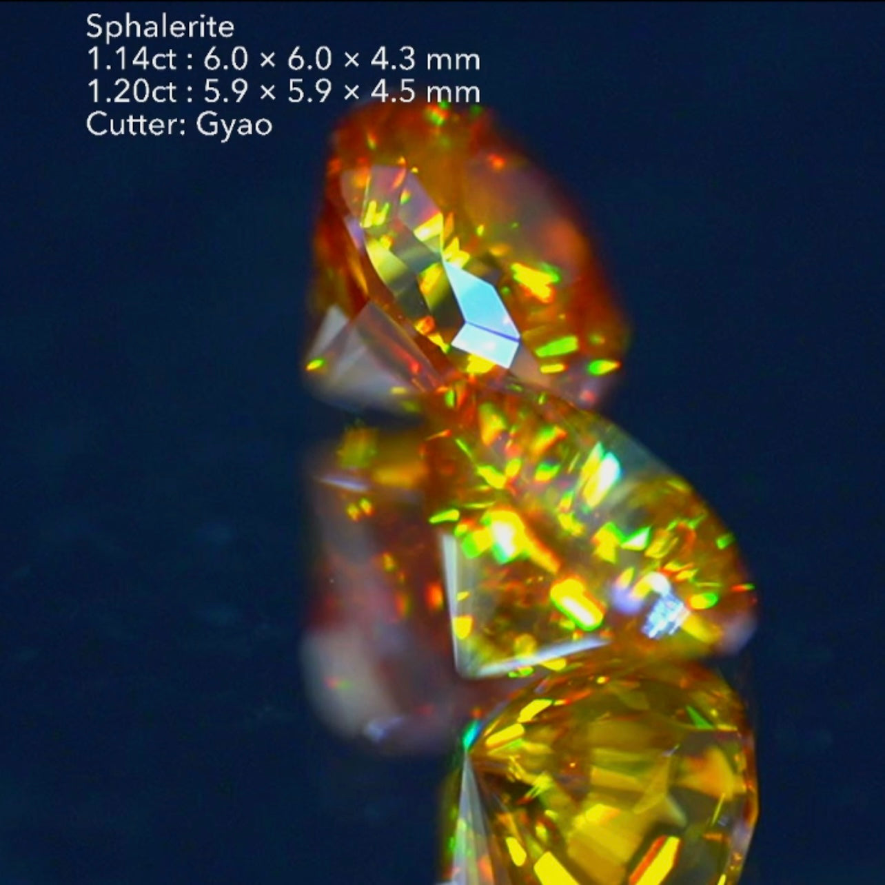 奇跡のペア🎁✨スファレライト1.14ct & 1.20ct✨カッコイイ変則キューブに窓まで付いた傑作👍ゲオちゃん作品