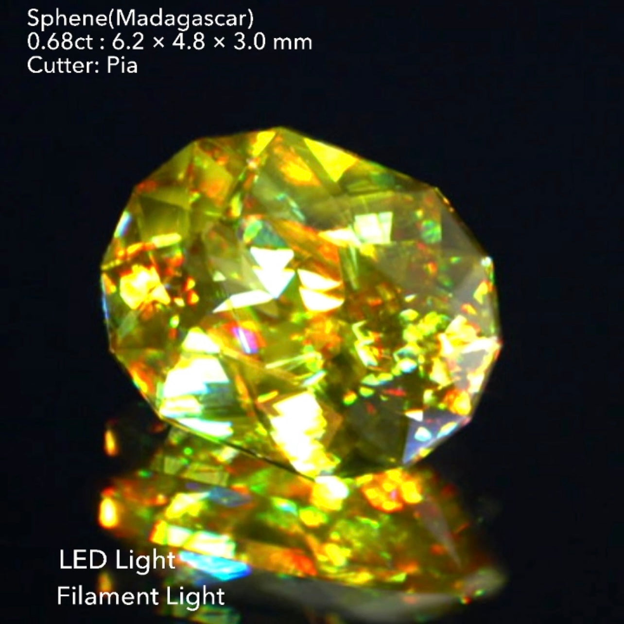 ファンシーオーバル🌈マダガスカル産スフェーン0.68ct✨ピアッちゃん作品💎