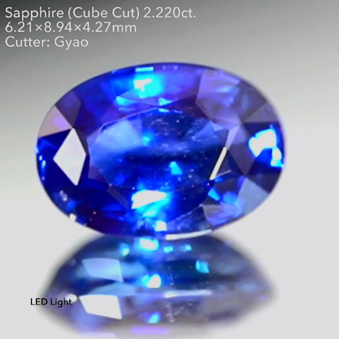 ロイヤルにインクブルーが混ざった濃厚美色に縁取りキューブカット★サファイア 2.220ct【Cube cut】