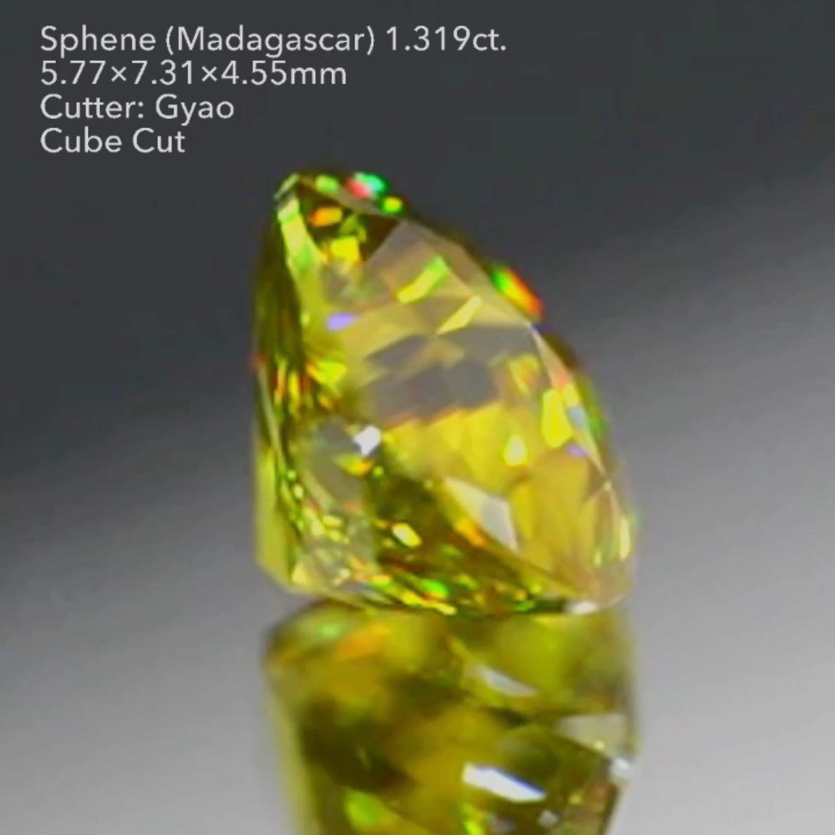 【GTJキャラバン・お客さま専用】マダガスカル産スフェーン 1.319ct キューブカット ゲオちゃん作品