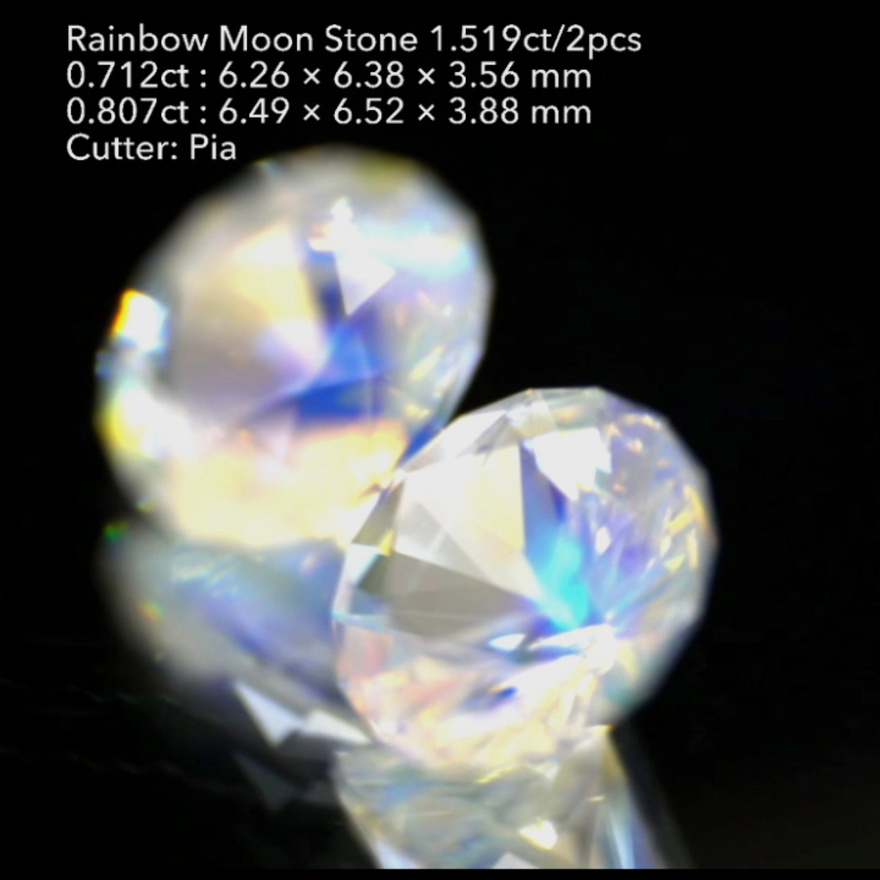 3日までの初売りプライス❗️カッコ良さと可愛らしさを併せ持つ“16角形”のレインボームーンストーン🌈🌖💎奇跡の2個セット1.519ct✨ピアッちゃん作品👍