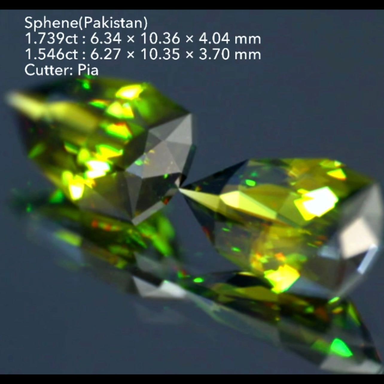 【SOLD OUT】これぞGTQスフェーン👍色もファイアーも完璧です👏パキスタン産2個セット計3.285ct💎💎ピアッちゃん作品✨こちらはお問合せ一番乗り特価でご紹介です♪