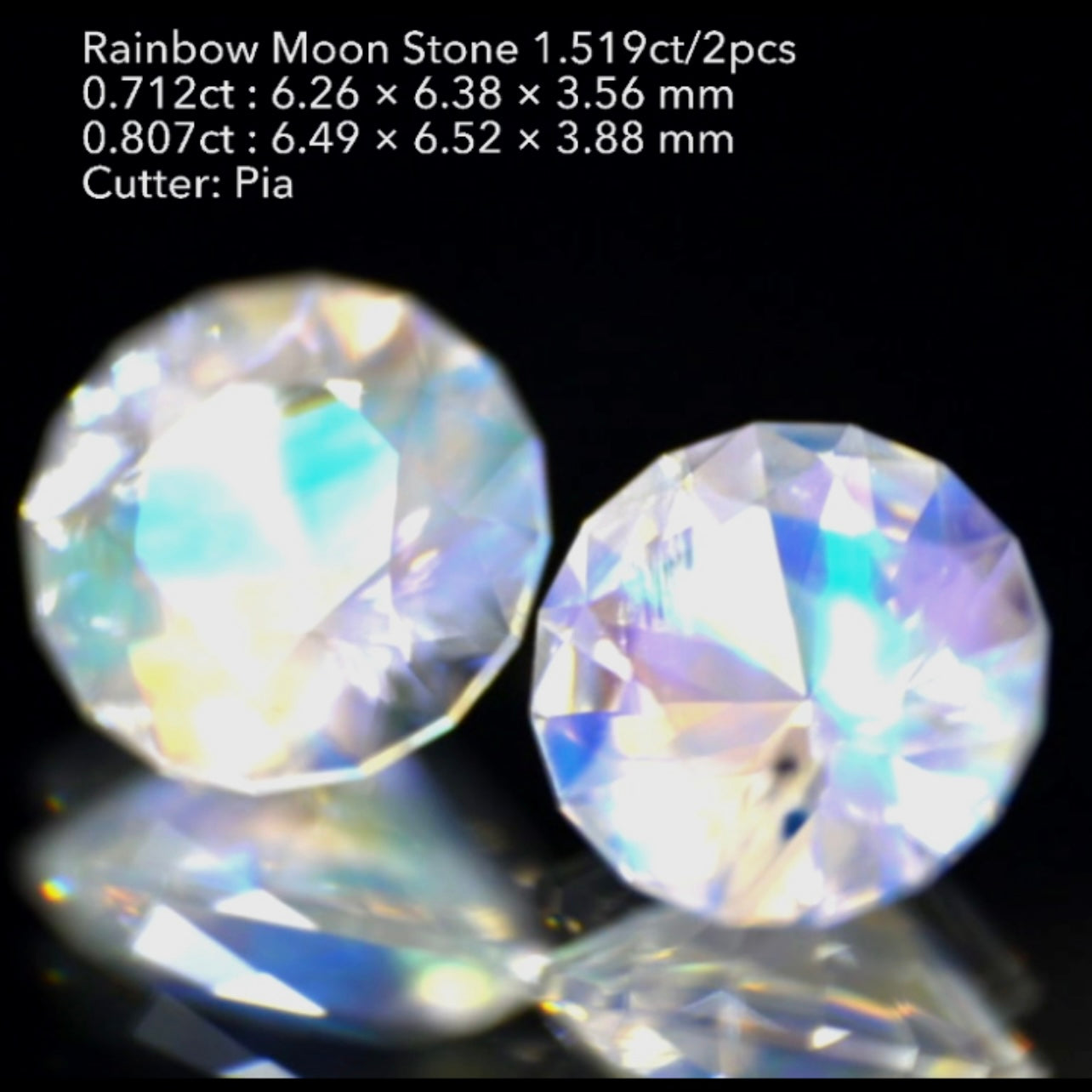 3日までの初売りプライス❗️カッコ良さと可愛らしさを併せ持つ“16角形”のレインボームーンストーン🌈🌖💎奇跡の2個セット1.519ct✨ピアッちゃん作品👍