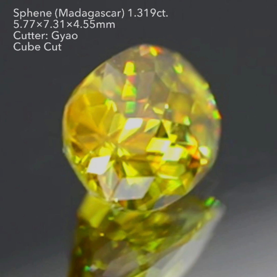 【GTJキャラバン・お客さま専用】マダガスカル産スフェーン 1.319ct キューブカット ゲオちゃん作品