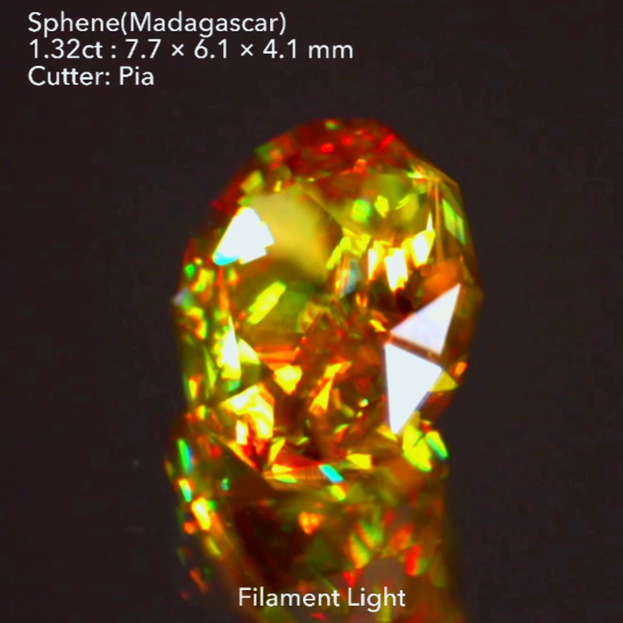 ファンシーカットから放たれる“GTQファイアー”✨👍スフェーン(マダガスカル産)1.32ct💎ピアッちゃん作品✨本店特典付き『クーポン or ZB』のご利用もOKです❗️