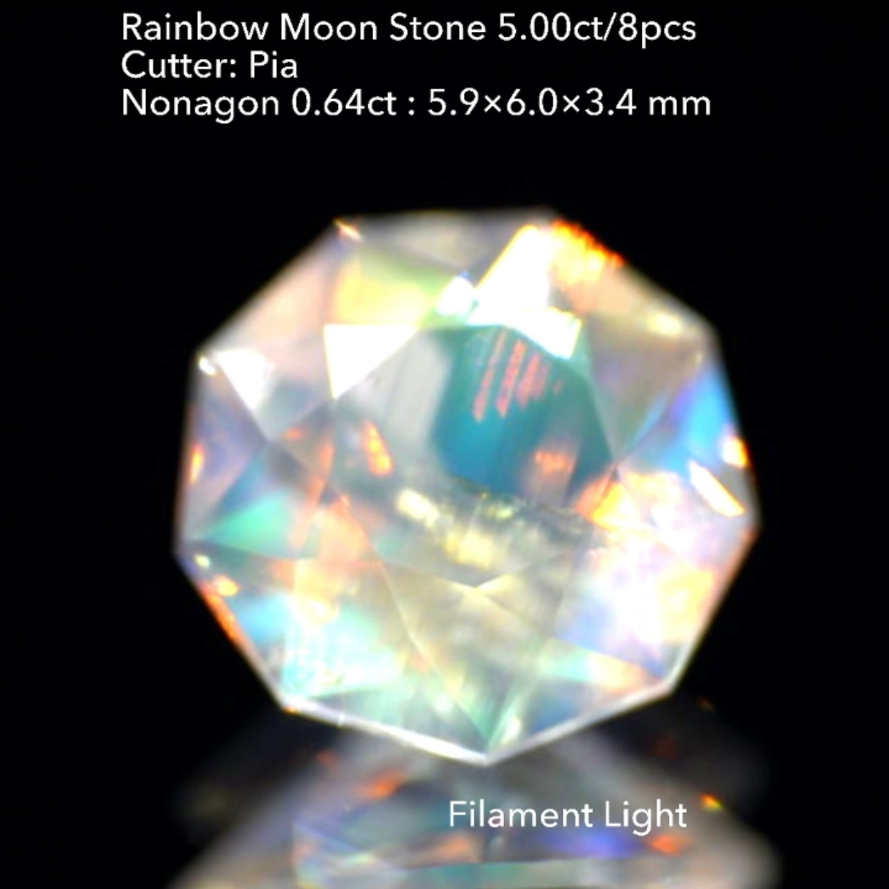 4日22:00終了💨2022年初売りオークション❗️GTJ の大人気アイテム💎3~10角形の多角形セット✨レインボームーンストーン8個で5.00ct🌈🌖💎ピアッちゃん作品👍