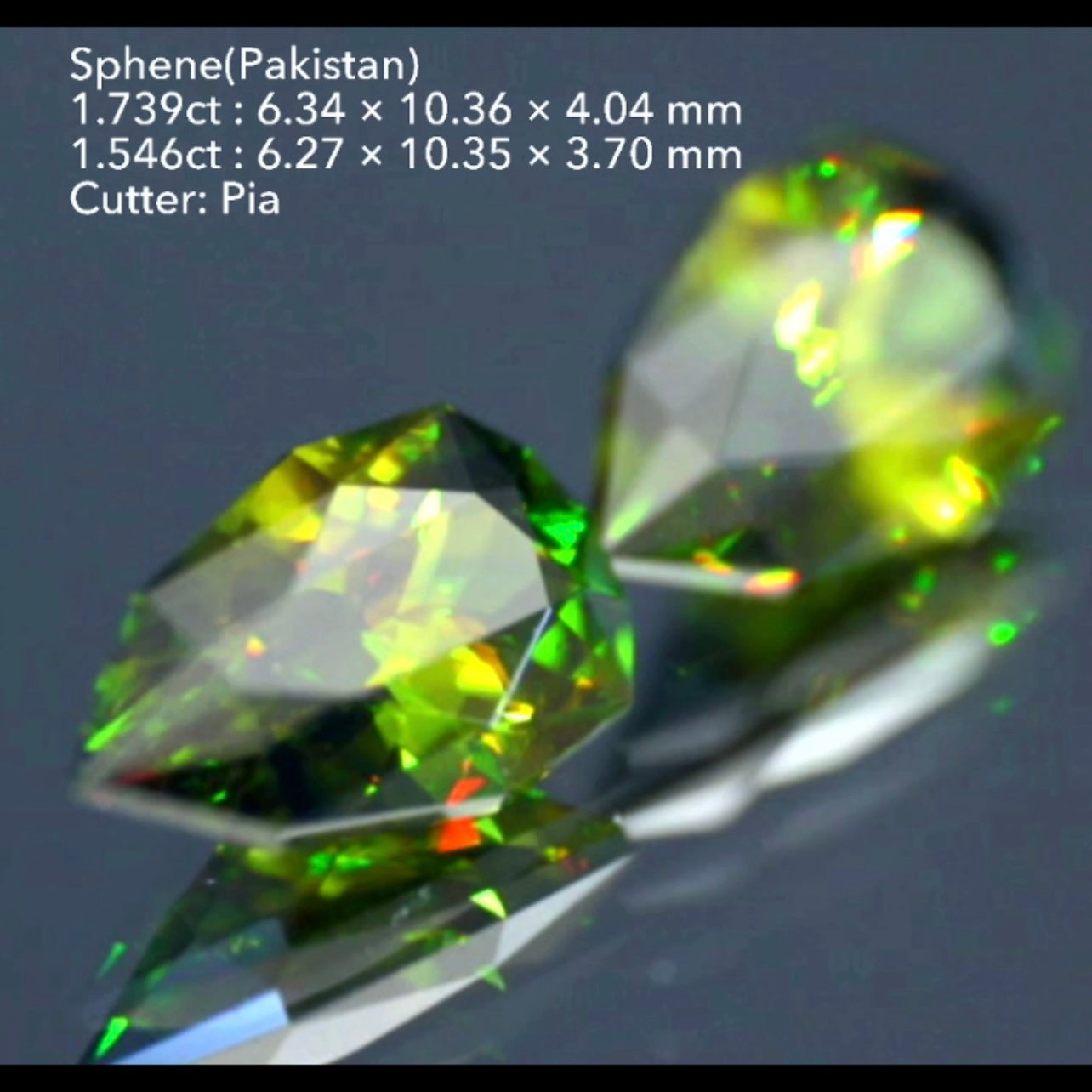 【SOLD OUT】これぞGTQスフェーン👍色もファイアーも完璧です👏パキスタン産2個セット計3.285ct💎💎ピアッちゃん作品✨こちらはお問合せ一番乗り特価でご紹介です♪