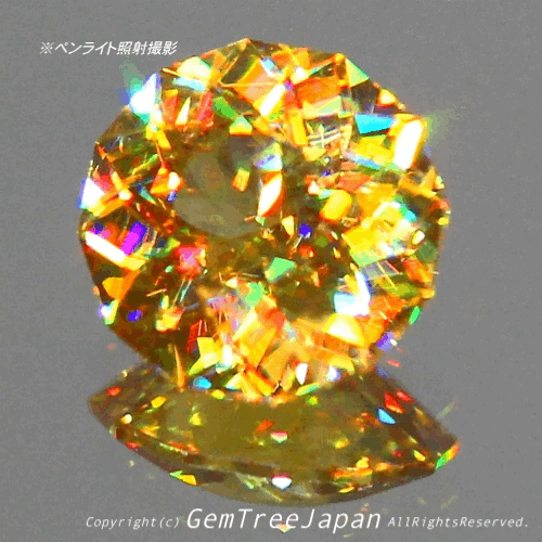 この完成度の高さ「ヤバい」です❗️スーパー万華鏡スフェーン🌟ファンシーラウンド0.99ct✨✨✨ピアっちゃんの凄腕さを感じます👍