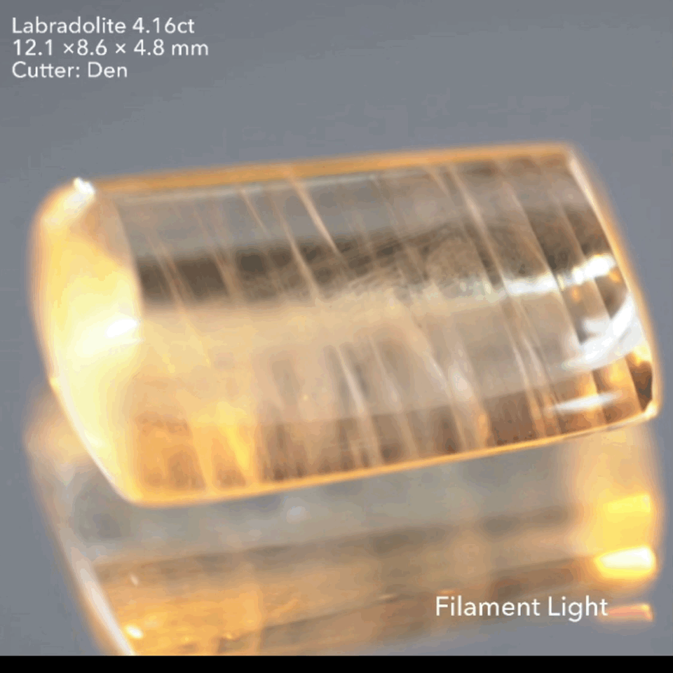縞模様インクルージョンが印象的ラブラドライト4.16ct★デンちゃん(社長)作品👍GTJ名物【HPオークション】こちらはクーポンはごめんなさい🙏