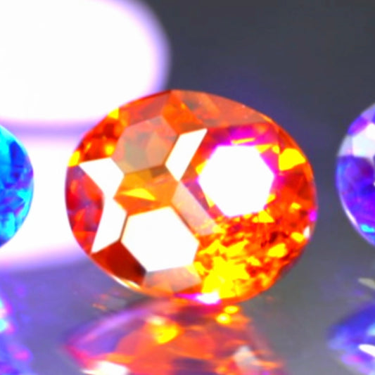【SOLD OUT】“新カット”6角形のテーブルが3個も⁉️スペサタイトガーネット0.42ct✨ピアッちゃん作品(LIVE中のお問合せ一番乗り特価でのご紹介です)