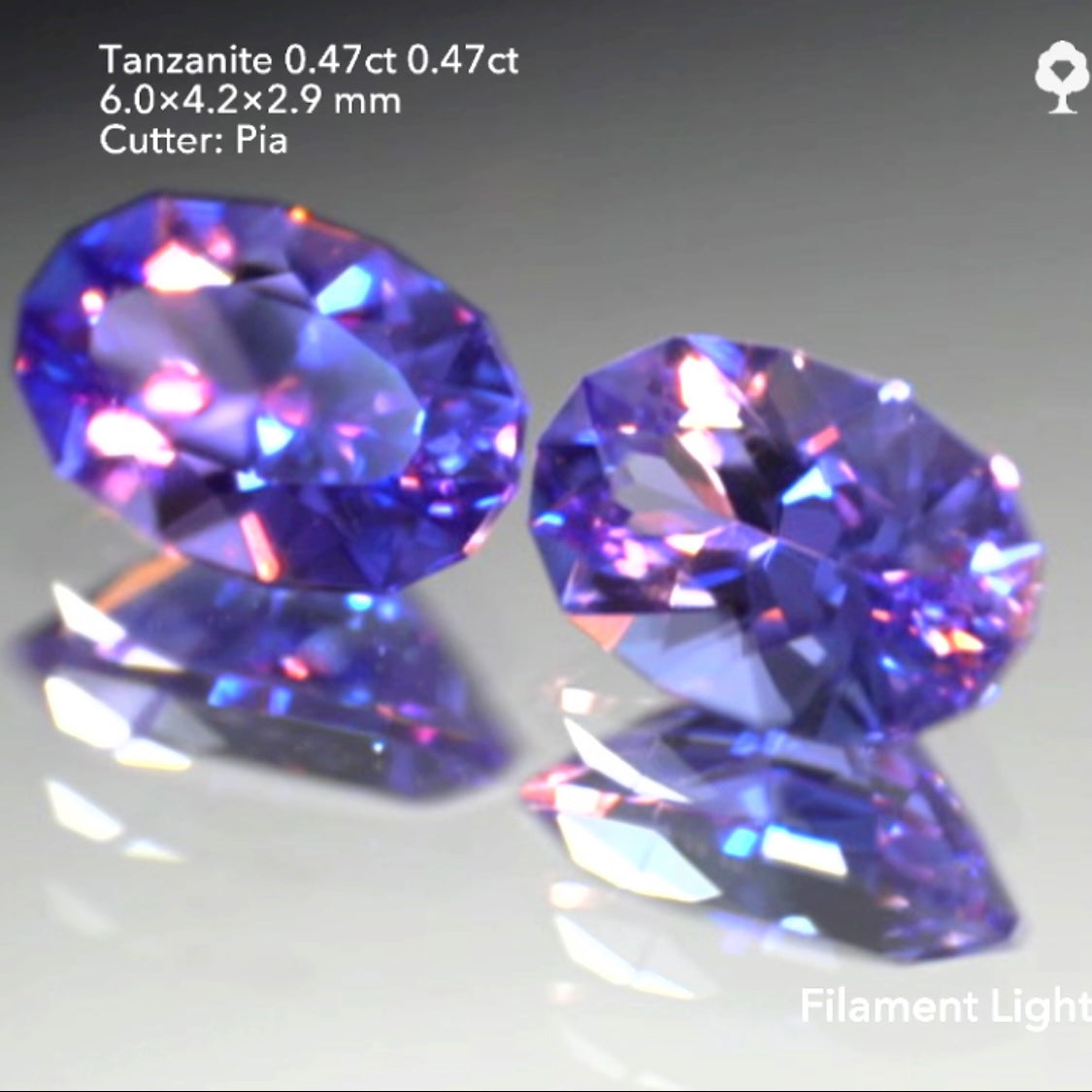 同サイズのファンシーオーバル2個セット💎💎色見比べタンザナイト0.47ct & 0.47ct★ピアッちゃん作品