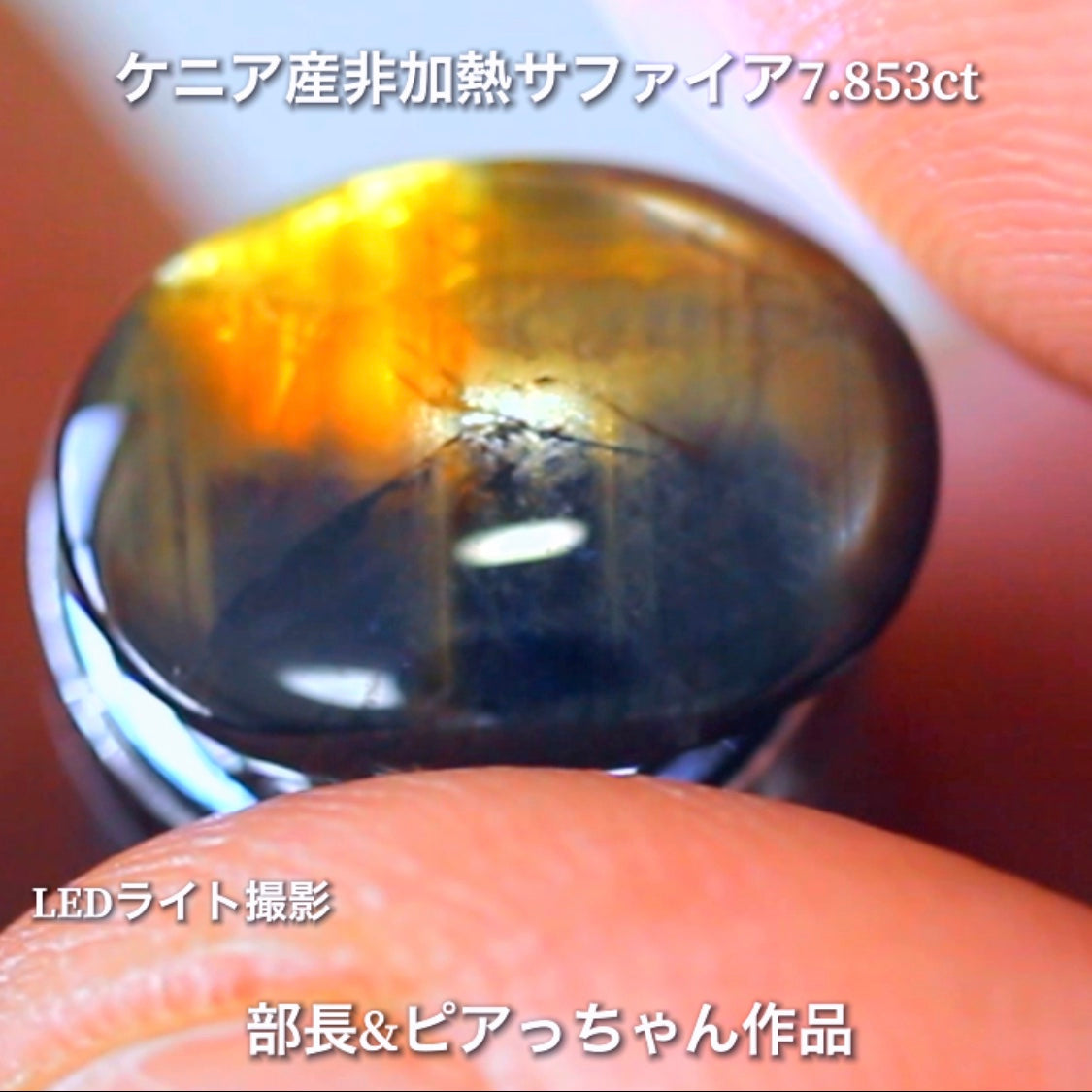美色ブルーとゴールドシーンのバイカラー✨部長&ピアっちゃん共同作品💎ケニア産非加熱スターサファイア7.853ct💎