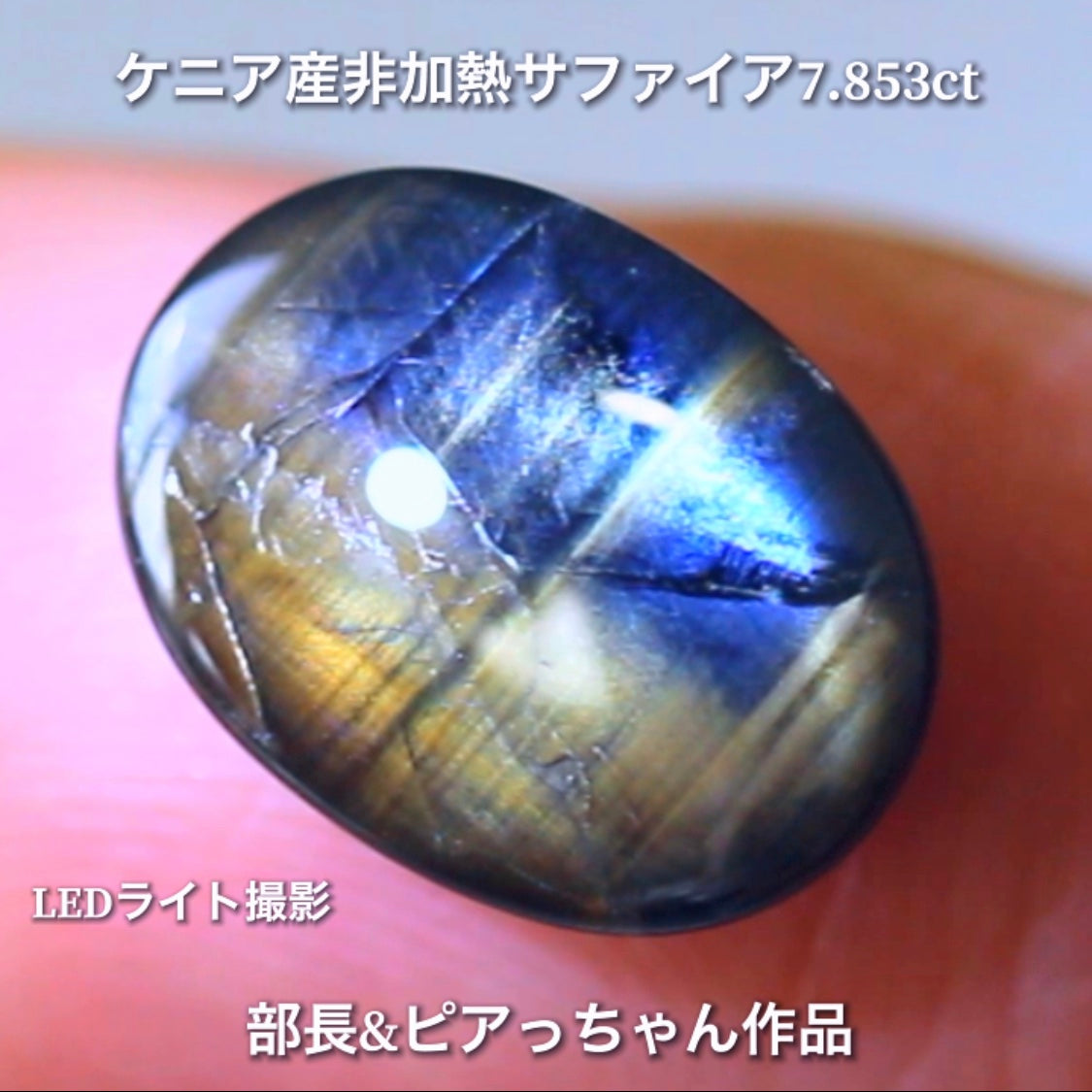 美色ブルーとゴールドシーンのバイカラー✨部長&ピアっちゃん共同作品💎ケニア産非加熱スターサファイア7.853ct💎