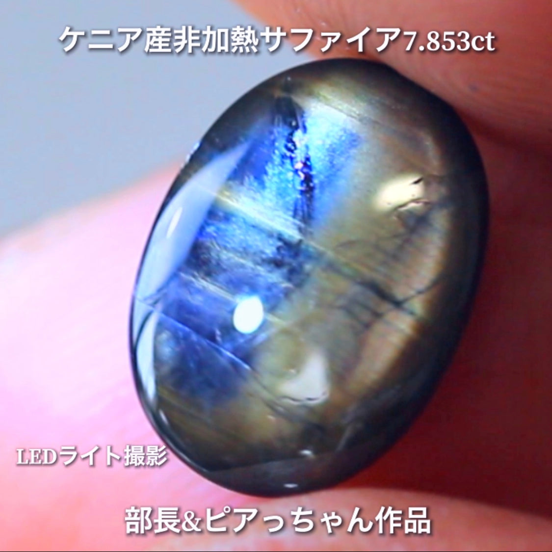 美色ブルーとゴールドシーンのバイカラー✨部長&ピアっちゃん共同作品💎ケニア産非加熱スターサファイア7.853ct💎