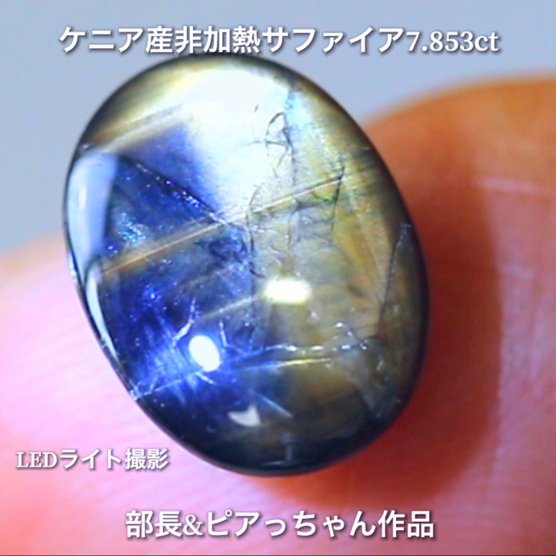 美色ブルーとゴールドシーンのバイカラー✨部長&ピアっちゃん共同作品💎ケニア産非加熱スターサファイア7.853ct💎