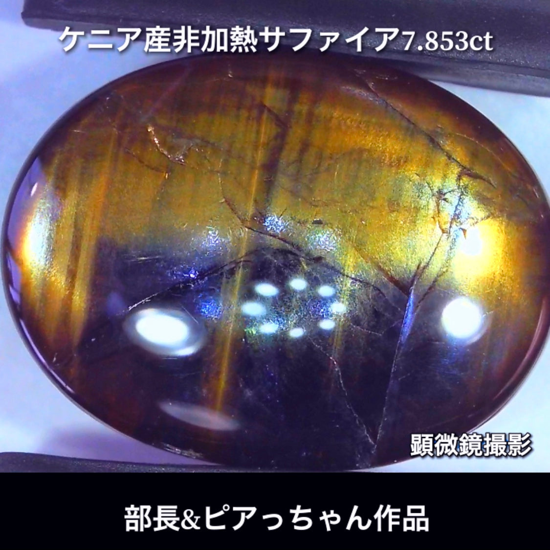 美色ブルーとゴールドシーンのバイカラー✨部長&ピアっちゃん共同作品💎ケニア産非加熱スターサファイア7.853ct💎