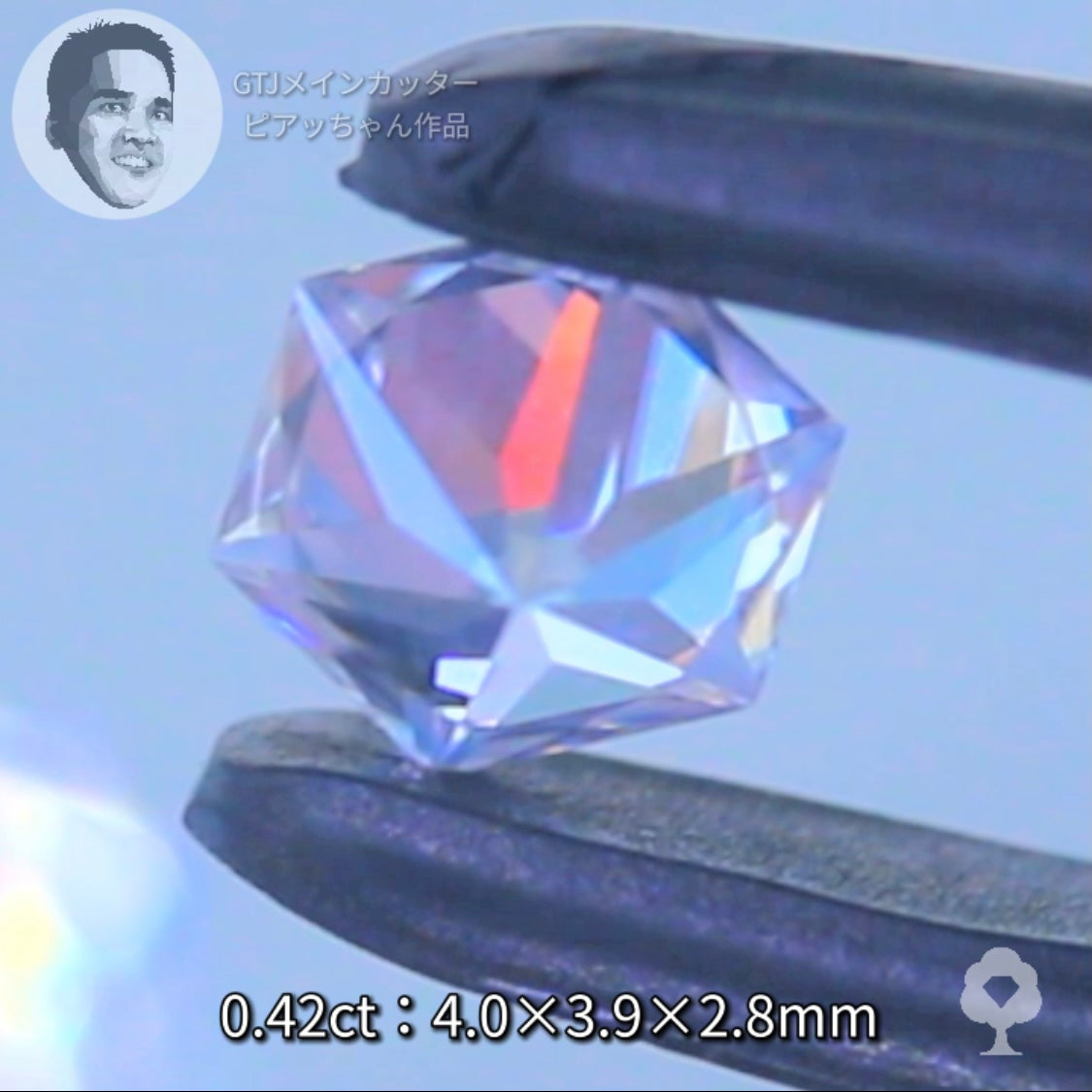 ピアッちゃん作品✨ 雪の結晶のような6角形の2個セット計0.83ct💎💎ジルコン (0.41ct 0.42ct)