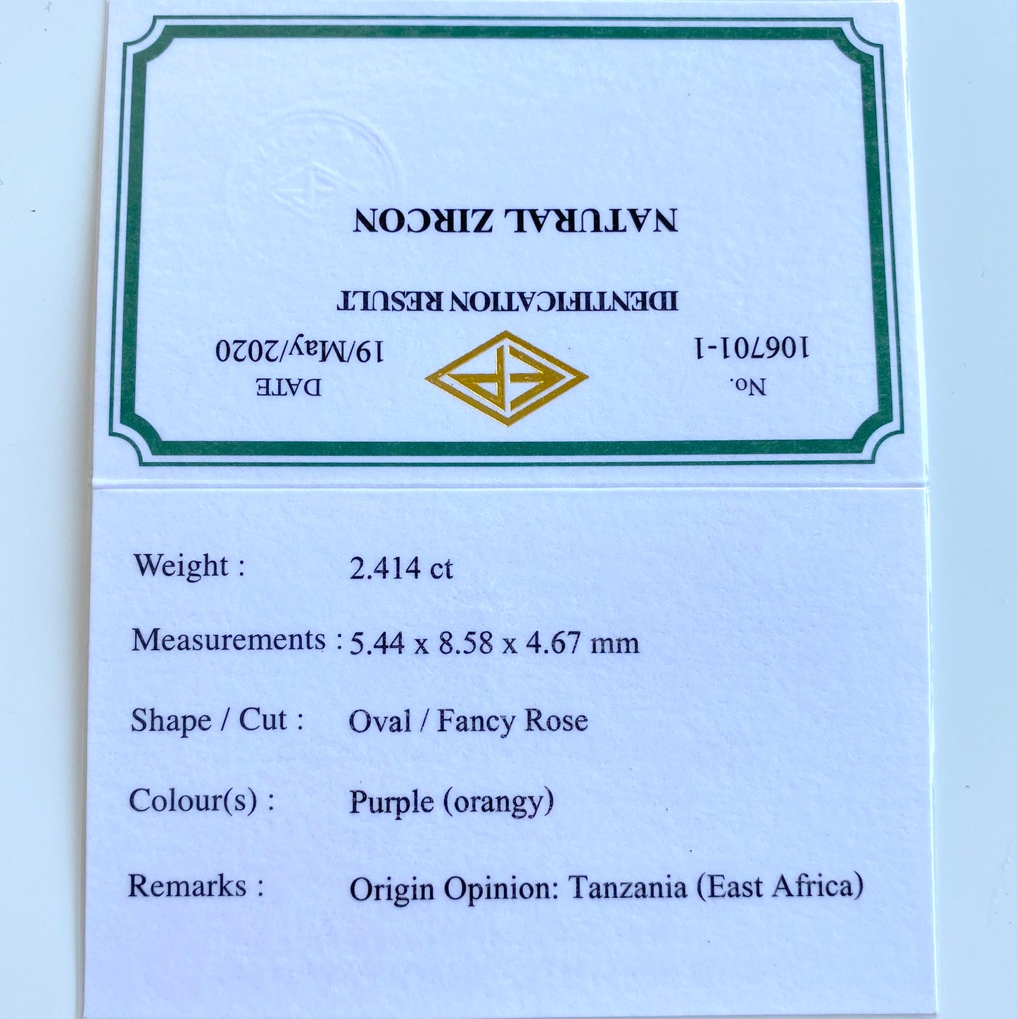 貴重な「赤系」❗️タンザニア産非加熱ジルコン✨アディダス仕上げの2.414ct👍