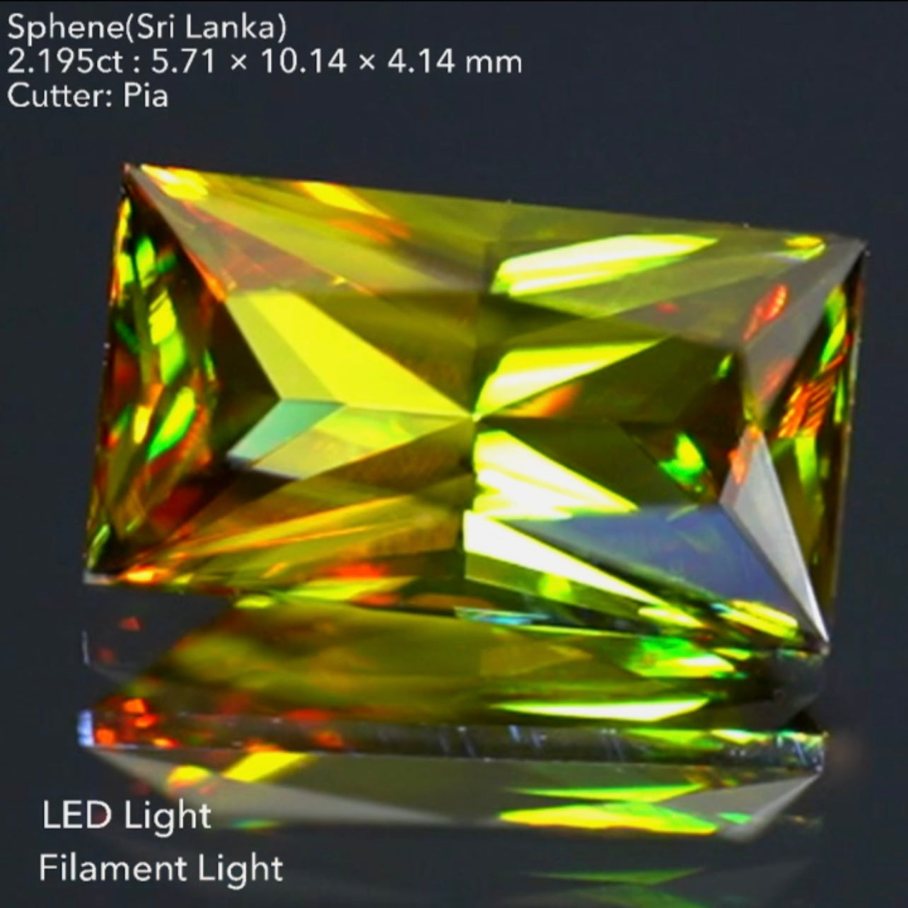 【煌めき抜群のバケット】スリランカ産スフェーン2.195ct