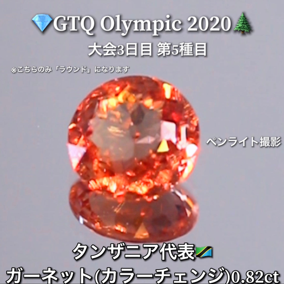 タンザニア代表🇹🇿ガーネット(カラーチェンジ) 0.82ctこちらのみ「ラウンド」になります💎GTQ Olympic 2020大会3日目🎊第5種目🌲最落ナシ1円スタート❗️魅力的な“即決価格”付き✌️こちらは本日「19時30分終了」となります🕢