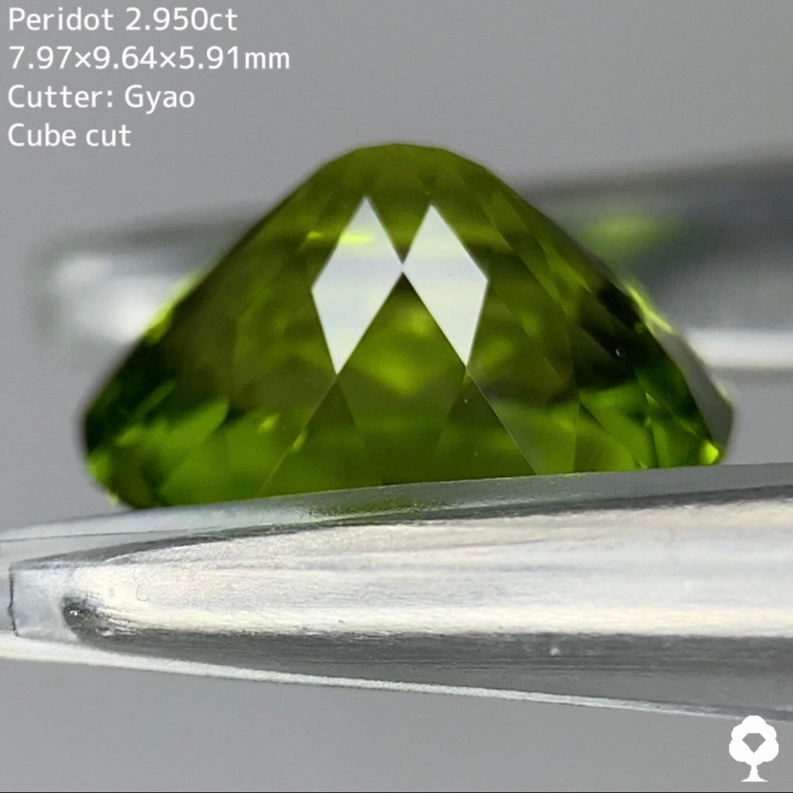 コクのある美色と鮮やかなテリのコントラストがたまらない★【Cube Cut】ペリドット 2.950ct