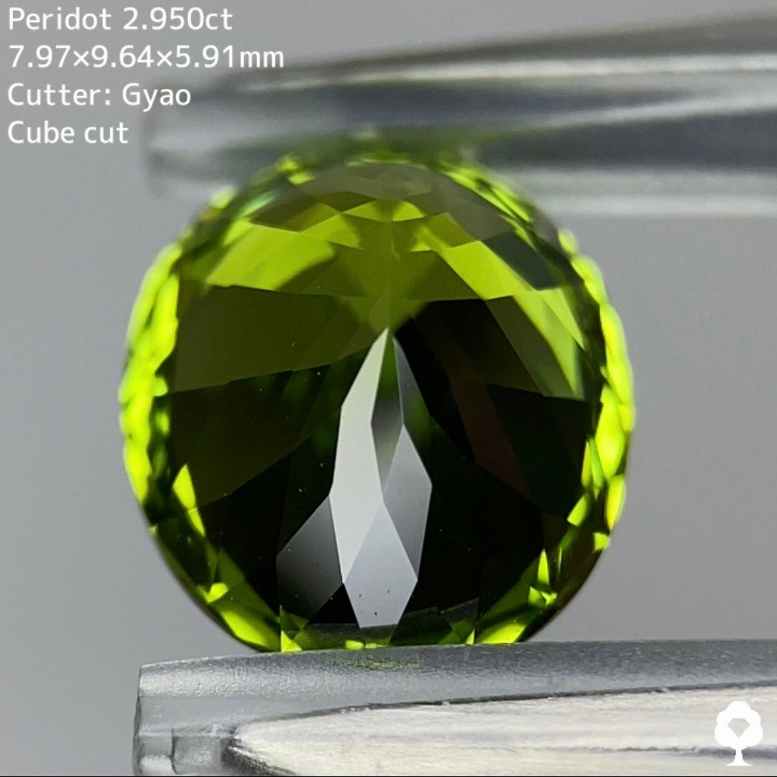 コクのある美色と鮮やかなテリのコントラストがたまらない★【Cube Cut】ペリドット 2.950ct