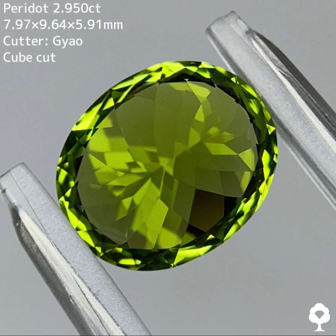 コクのある美色と鮮やかなテリのコントラストがたまらない★【Cube Cut】ペリドット 2.950ct