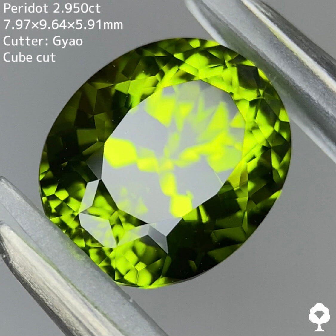 コクのある美色と鮮やかなテリのコントラストがたまらない★【Cube Cut】ペリドット 2.950ct