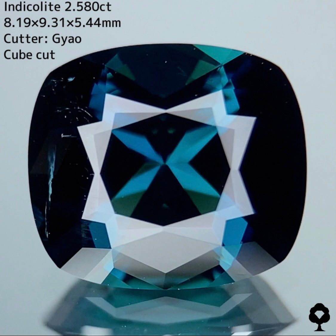 深海の美しさ感じる縁取り変則キューブカット★インディコライト 2.580ct【Cube cut】