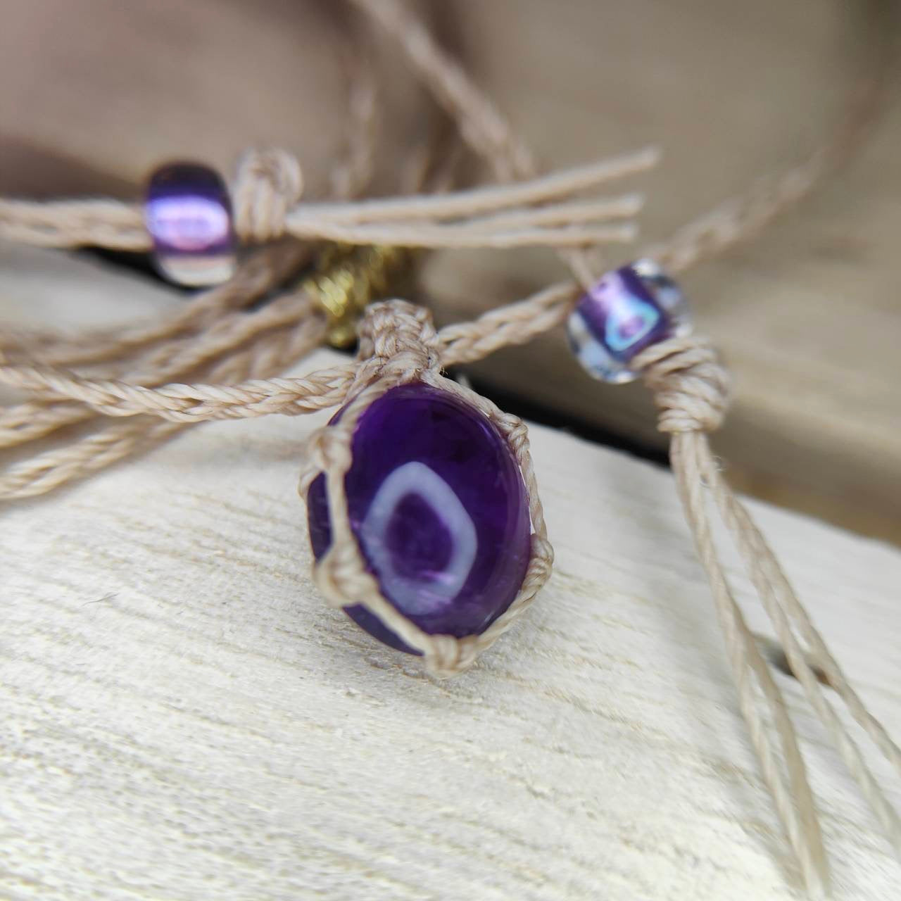 お客さま専用【watariさんマクラメ作品 ⑥】アメジスト3.79ct