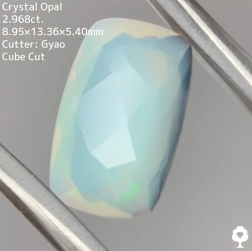 【6万円スタート❗️2023カウントダウン逆オークション】★変則キューブカット★半透明なコモンオパールのような雰囲気がたまらない★クリスタルオパール 2.968ct ゲオちゃん作品