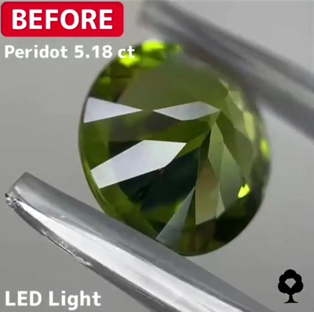 【BeforeAfterギャンブル企画2🦐】カットがモヤモヤするBefore宝石が生まれ変わる‼️ペリドット Before 5.18ct