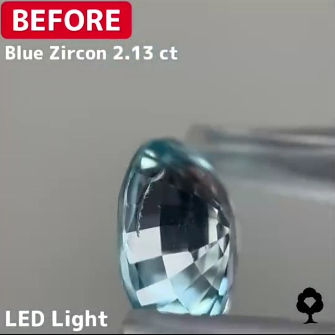 【BeforeAfterギャンブル企画2🦐】カットがモヤモヤするBefore宝石が生まれ変わる‼️ブルージルコン Before 2.13ct