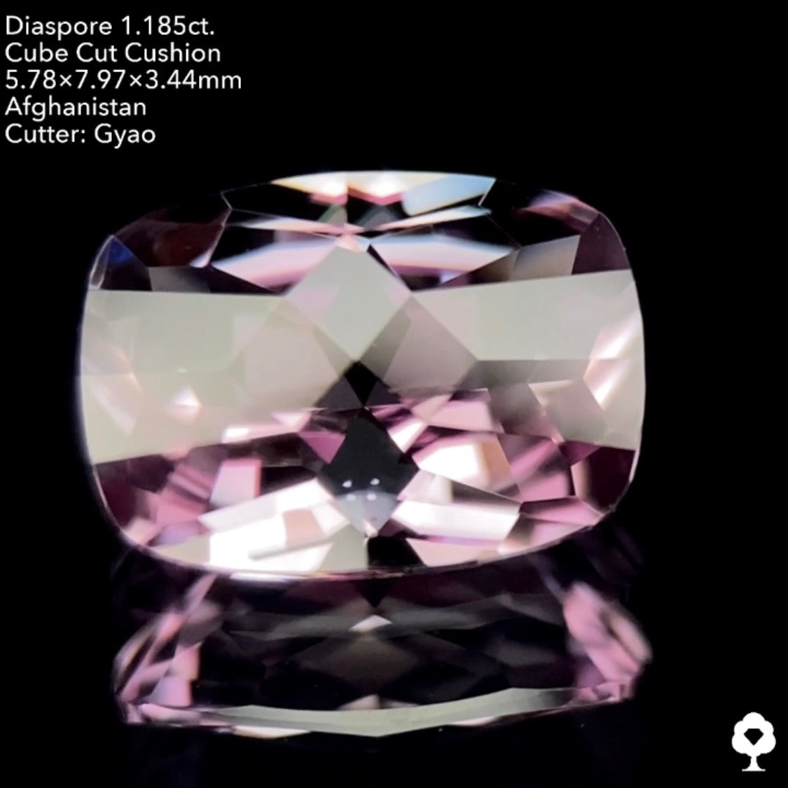 【SOLDOUT】多色美色ピンクがたまらない斜め45°の"田"キューブカット★ダイアスポア1.185ct ゲオちゃん作品