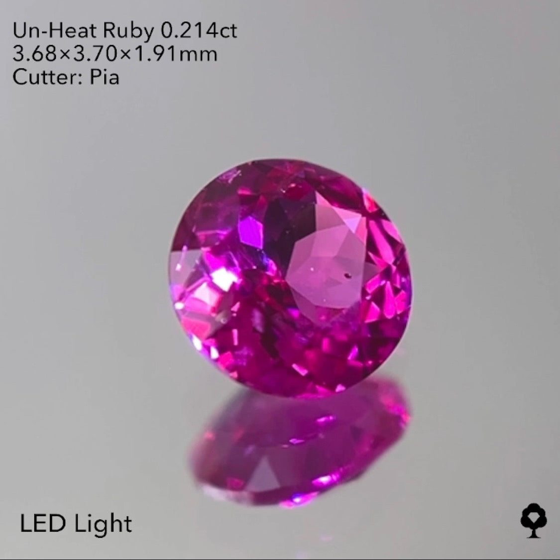 【20:20終了】鮮やかさ明るさ抜群の美色ラウンド★非加熱ルビー0.214ct ピアッちゃん作品