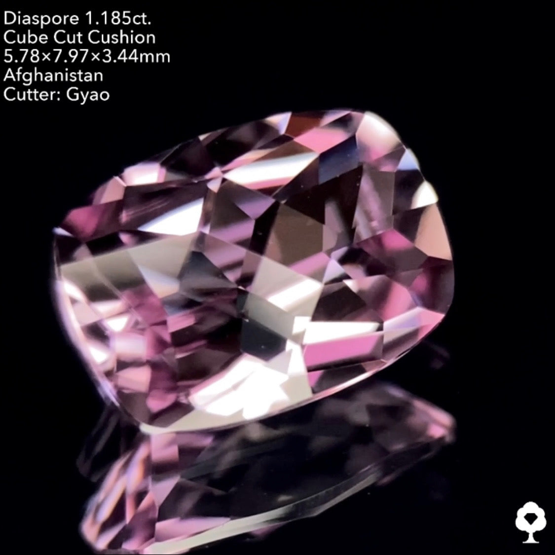 【SOLDOUT】多色美色ピンクがたまらない斜め45°の"田"キューブカット★ダイアスポア1.185ct ゲオちゃん作品