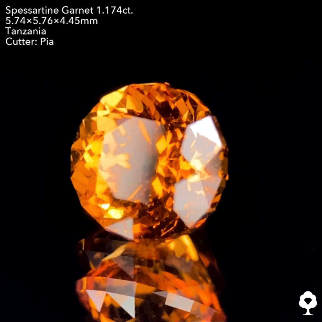 【お客さま専用】太陽のような煌めきを放つ針インクル入りの大人気16角形ラウンド★スペサタイトガーネット1.174ct.ピアッちゃん作品